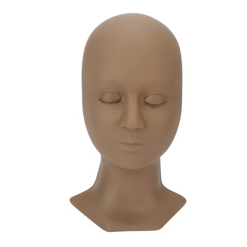 Lash Mannequin Head, Silicone Grafting Eyelash Practice Head Model with Chemical Fiber False Eyelashes for Eyelashes, Makeup, Beauty, Face Washing, Massage Practice