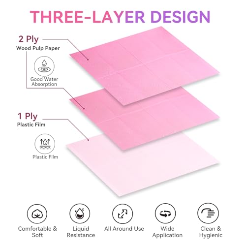 Makartt Disposable Nail Mats: 50Pcs Pink Fordable Nail Paper Towels for Table Acrylic Nail Practice Sheet 3 Ply Waterproof Nail Art Table Mats Clean Pads for Salon Manicure Tattoo
