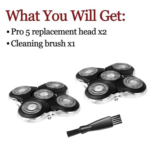 2 Pack Blade Pro Replacement Head Compatible with Remington Balder Pro XR7000, 5 Dual Track Shaver Heads for a Smooth and Close Shave with No-Irritation.
