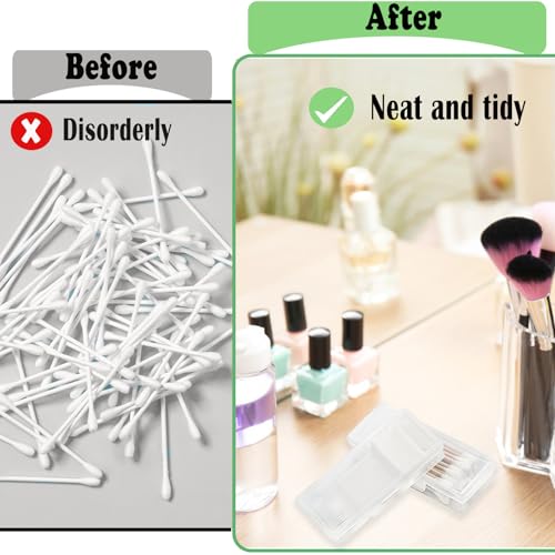 Cotton Swab Holder for Travel, 2 Pcs Portable Small Dental Floss Holder Clear Plastic Cotton Pad Holder, Travel Floss Picks Case Storage Containers with Dustproof Lid