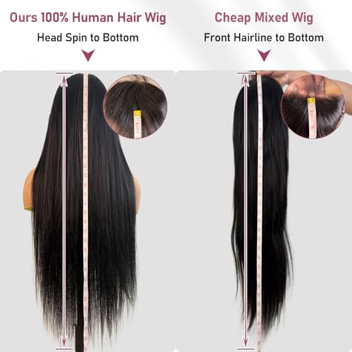 13x6 HD Lace Front Wigs, 100% Human Hair, [2-Year Life], 200% Density 30 Inch Straight Frontal Wigs Human Hair Pre Plucked for Black Women Free Part,[0.1mm Ultra-Thin Skinlike HD Lace]