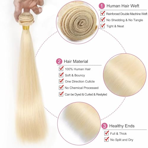 613 Human Hair Bundles Straight Blonde Bundles Human Hair 28 Inch 12A Brazilian Virgin 613 Bundles Blonde Straight Bundles Hair Extensions