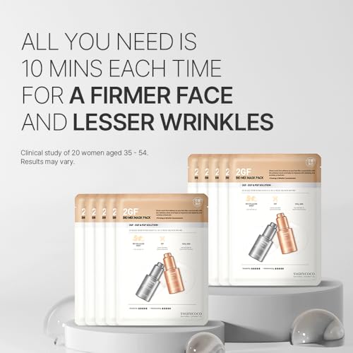 Pregnancy Safe 2GF Bio Gel Face Mask Elasticity & Hydration Care, Firming, Repairing, Lifting Sagging Skin, Anti Aging Care, Glow Skin, Growth Factor Korean Skincare (10 sheets), Stocking Stuffer
