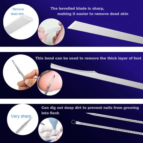Ingrown Toenail File and Lifters Set(10pcs), Professional Pedicure Tool Toenail Grooming Kit, Ingrown Toenail Treatment Pedicure Kit, Under Nail Cleaner Tools (10PCS)