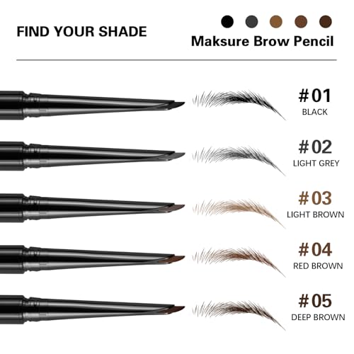 Microblading Eyebrow Pencil, Eyebrow Retractable Definer Pencil, Long Lasting Eye Brow Pencil, Angled Precision Tip, 0.1MM Ultra Slim Eyebrow Makeup, Waterproof, Smudgeproof (05 DEEP BROWN)