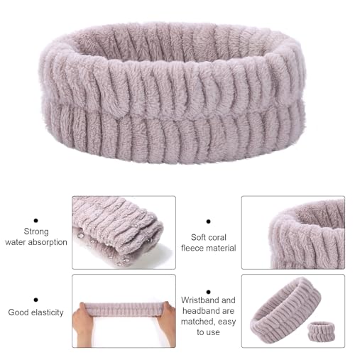 obeoby Spa Headband for Washing Face, 12 Pcs Makeup Headband and Wristband Set for Skincare Makeup Bath Stocking Stuffers for Women Girls