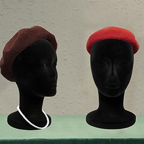 Foraineam 2 Pack Black Foam Mannequin Head, 12 Inch Female Manikin Foam Heads, Wig Holder Hats Glasses Headband Hairpieces Display Stand
