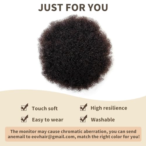 isheeny Natural Black Hairpieces 6inch Ponytail Extension Human Hair 1 PIECES Stunning Medium Afro Puff Ponytail For Preschool Girls, Naturally Curled For A Youthful & Charming Appeal