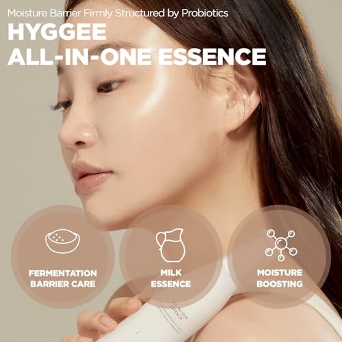 HYGGEE All in One Essence - Moisturizing Face Gel Lotion for All Skin Types - Probiotics & Hyaluronic Acid - Fresh and Soft Formula - Skin Irritation Free, 3.71 fl.oz.