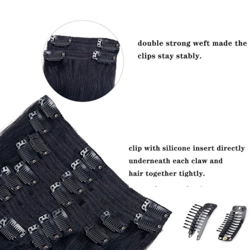 Clip In Hair Extensions Real Human Hair Straight Hair Clip in Human Hair Extensions Human Hair 1B Natural Black Silky Thick Real 100% Human Hair for Black Women Virgin Hair 120g 22 Inch