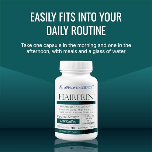 Approved Science Hairprin - Promote Hair Regrowth and Help Boost Scalp Circulation - 180 Vegan Friendly Capsules - Pack of 2