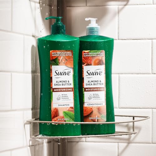 Suave Shampoo and Conditioner Set, Keratin Infusion + Almond & Shea Butter ??Frizz Control and Moisturizing Hair Care Bundle, 28 Oz Ea (4 Piece Set)