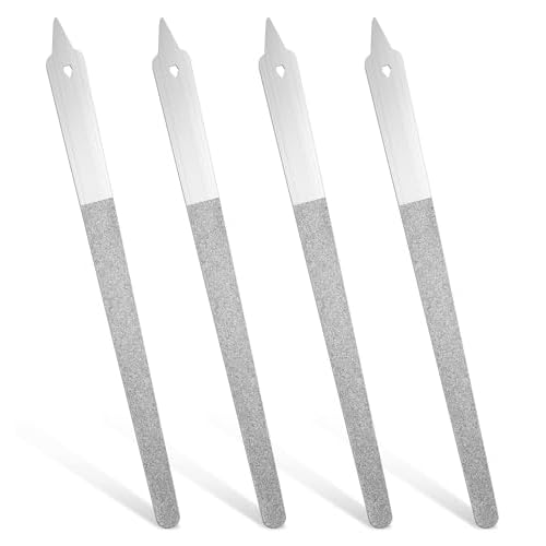 4PCS Diamond Nail File, 6 inch Stainless Steel Diamond Dust Nail File, Stainless Steel Nail Filer for Salon Home