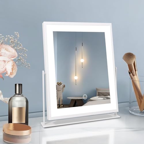Beelux Vanity Mirror with Lights, New Hollywood Lighted Makeup Mirror with Dimmable Light, Smart Control, Memory, Adjustable Warm White/Natural/Daylight, Birthday Present, 360¡ÆRotation (11 in. White)