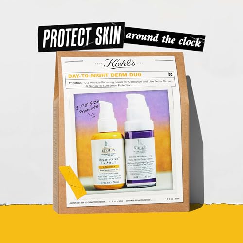 Kiehl's Anti Aging Skincare Set - $108 Value including Lightweight Sunscreen and Anti-Aging Retinol Serum - For Wrinkle Reduction and SPF Protection