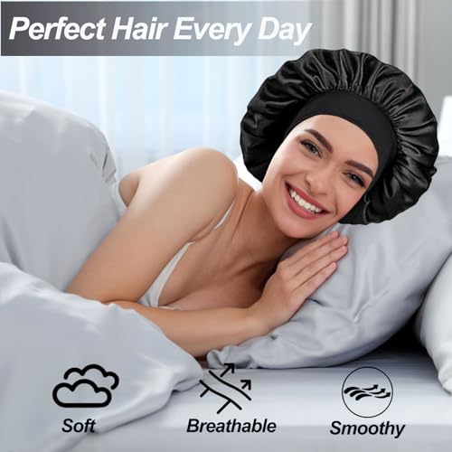 Silk Bonnet for Men Hair Bonnet for Sleeping Double Layer Satin Bonnets for Black Women Curly Hair Braids