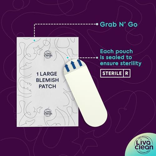 LivaClean LC ?????? ????, ?? ???????? Large Hydrocolloid Acne Patches - for Pore Spots Nose Face Cystic Pimple Zit Patch - Big Pimple Patches Hydrocolloid Bandages Strips Stickers Patch XL Large Acne