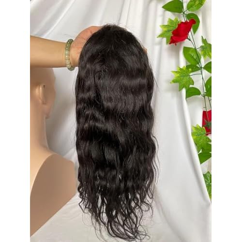 12" Human Hair Toupee Natural Wave 10¡¿8 Inch Hairpieces for Men 100% European Virgin Human Hair Replacement System Hair Topper Pieces for Men Mono Net with PU Around (#natural black color)