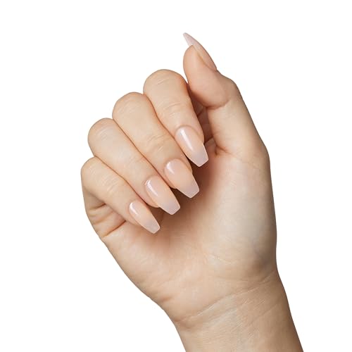KISS Bare but Better, Press On Nails, Nail glue included, 'Embrace It', Light Nude, Medium Size, Coffin Shape, Includes 28 Nails, 2G Glue, 1 Manicure Stick, 1 Mini File