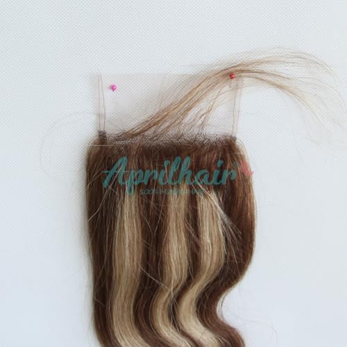 8A Pre Plucked 4x4 Lace Closure With 3 Bundles Highlight P4/27 Brown Honey Blonde Body Wave Brazilian Virgin Human Hair (14with18 20 22)