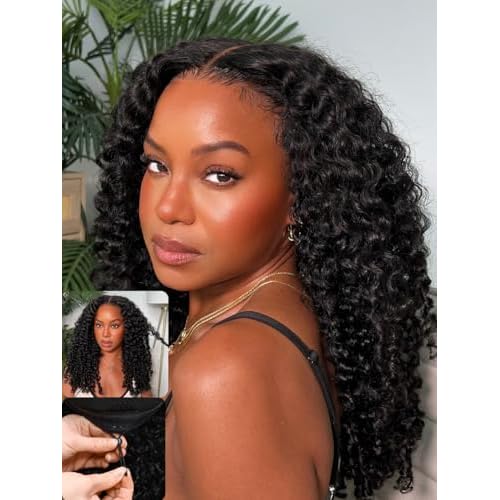 Nadula 13X4 HD Burmese Curly Drawstring Wig Human Hair with Finger Coil Ends, Glueless Pre Everything Spiral Curly Bye Bye Knots Lace Front Wig Pre Plucked with Ear Tape Ready to Go 150 Density 16inch