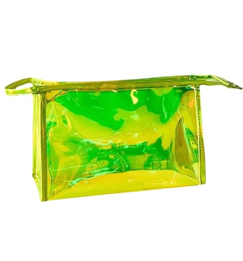 TotePrint Green Transparent Laser Cosmetic Bag Iridescent Holographic Waterproof PVC Makeup Organizer Bag for Women (Green)