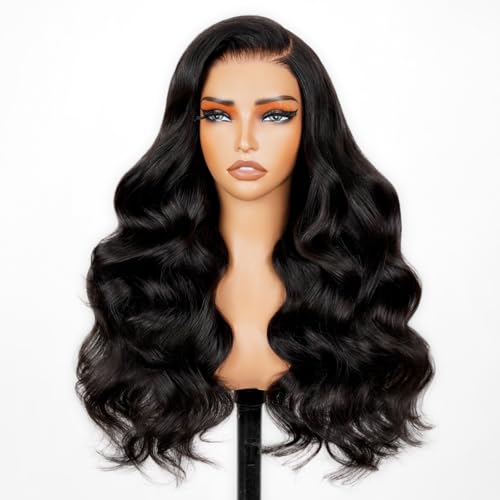 24inch Glueless Wig Human Hair Pre Plucked Pre Cut 230% Density Closure Wigs Human Hair 5x6 Body Wave HD Lace Front Wigs 12A Lace Frontal Wig Bleached Knots Natural Hairline