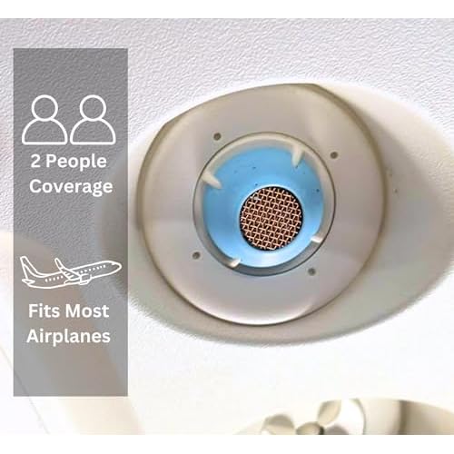 Popi Airplane Vent Cover Hygienic Silicone, Activated Carbon and Pure Copper, Slip On Design for 2 People, Fits All Airplanes