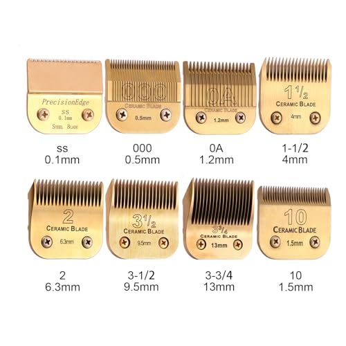 Professional Detachable Replacement Blades Set,Cut Length,Compatible with Andis AGC,BDC,BGC,MBG Series/Oster Classic 76/Star-Teq/Power-Teq/A5 Clipper (7PACK) Golden