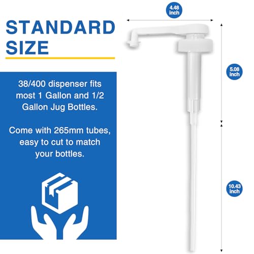 2 Pack Leak Proof Gallon Jug Pump Dispenser, 38-400 Pump for Gallon Jug - Lotion Gallon Shampoo Pump Top Replacement, 7.5cc Per Pump Fits 1 Gallon Bottle 64oz 128oz Shampoo Laundry Containers