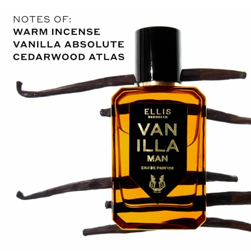 Ellis Brooklyn VANILLA MAN Eau de Parfum for Men 1.7oz / 50ml ? Warm Spicy Fragrance with Vanilla Absolute, Bergamot, Clary Sage & Cedarwood ? Warm, Rich, Modern Scent