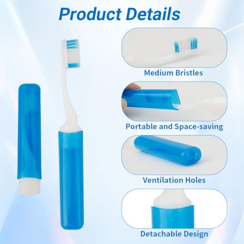 24PCS Travel Toothbrush Travel Toothbrush Set Portable Travels Size Toothbrushes Mini Toothbrushes Folding Traveling Tooth Brush with Case Individually Wrapped Small Tooth Brush for Home Camping