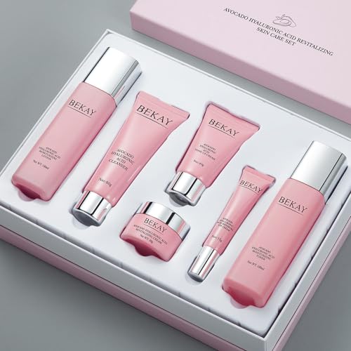 O'KADY 6-Piece Skincare Gift Set ? Avocado & Hyaluronic Acid Collection, Hydrating Cleanser, Toner, Creams & Tone-Up Base ? Daily Moisture Routine for All Skin Types, Holiday Gift for Women