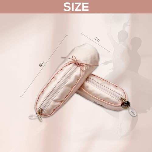 Ballet Shoe Makeup Bag, Small Cosmetic Bag for Trip Portable Cosmetic Travel Bag, Ballet Dance Shoe Makeup Bag Gifts for Women Girl Dancer Lover (Pale Pink)