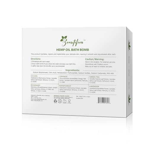 Hemp Oil Bath Bombs Gift Set Natural Refreshing Bubble Bath Kit with 6 Relaxing Scents Made from Pure Essential Oil for Bubble and Spa Bath, Birthday Mother's Valentine's Day Gifts