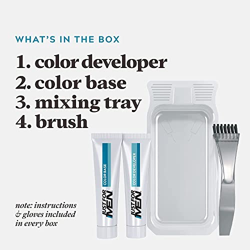 Just For Men Mustache & Beard, Beard Dye for Men with Brush Included, With Keratin Biotin Aloe and Coconut Oil for Healthy Facial Hair - Rich Dark Brown, M-47, Pack of 3 (Packaging May Vary)