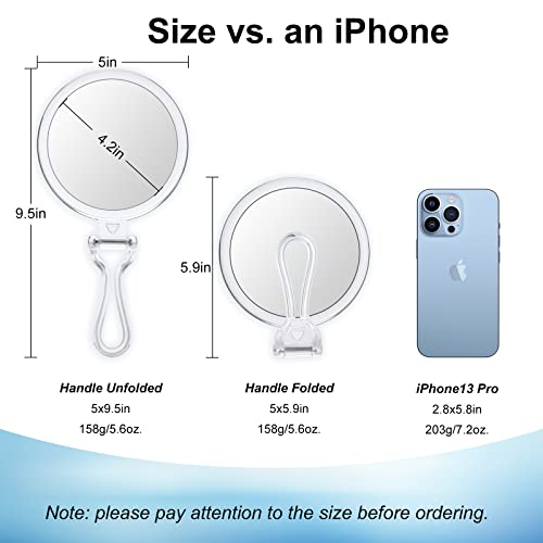 20x Magnifying Mirror, Travel Handheld Mirror - 2-Sided Hand Mirror with 1X 20X Magnification & Adjustable Handle, Portable Small Travel Makeup Mirror, Girl Women Mother's Gift