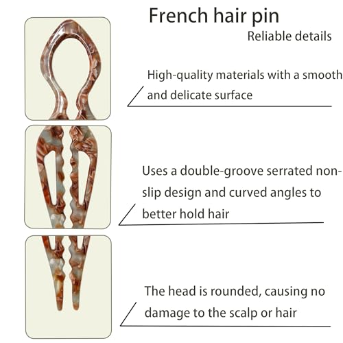 3PCS Prestige French Hair Pin for Women,French Hair Pin for Thin Thick Hair,Double-notch Locking Mechanism Anti-loosening Women Hair Accessories