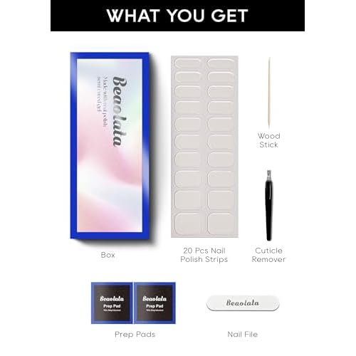 Semi Cured Gel Nail Strips - UV Light Gel Nail Stickers - 20 Long Lasting Salon Quality Wraps (Transparent Dew Drop)