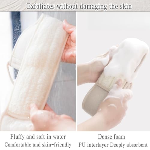 Exfoliating Natural Loofah Sponge Back Scrubber for Shower, Exfoliating Sponge for Shower, Bath Shower Scrubber for Men and Women, Luffa Scrubber to Clean Your Back Deeply Relax Your Body (1 Pack)