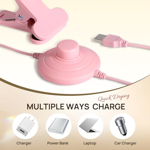 AORAEM UV LED Nail Lamp, Quick Drying UV Light for Gel Nails Foot Control LED Nail Cure Lamp, Flash Cure Light with Gooseneck and Clamp for Gel Nails, Pink