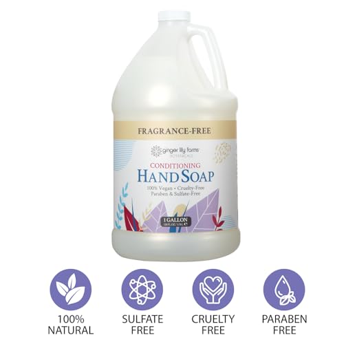 Ginger Lily Farms Botanicals All-Purpose Natural Fragrance-Free Hand Soap, Liquid Hand Soap Refill, 128 Ounces, 1 Gallon (Case of 4)