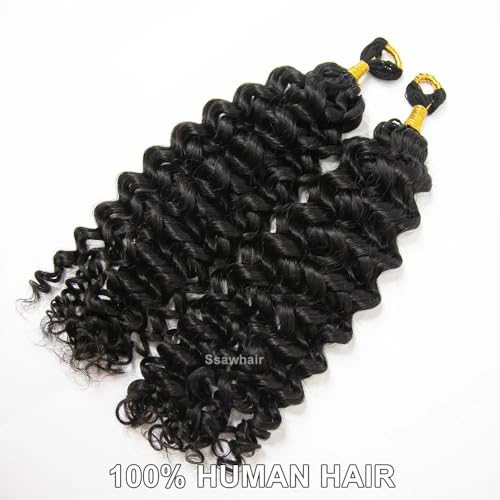 Spanish Curly Feather Crochet Boho Hair For Braiding Pre-Separated Water Wave Human Hair Long Cord Pre-Looped Reusable Feather Crochet Hair Extensions 14Inch 100g 120Strands