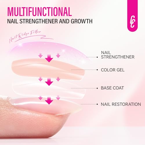 Nail Strengthener for Women: 8 in 1 Soft Pink Natural Nail Hardener Extra Strong and Growth - Nail Polish Hardener Ridge Filler Concealer for Weak and Damaged Nails 15ml