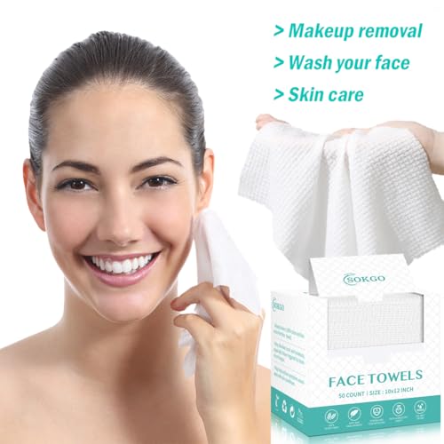 Disposable Face Towels, Facial Cleansing Cloths, Extra Soft Makeup Removing Cleansing 10"¡¿12" Face Towelettes, Skin Care and Makeup Removal, 100% Pure Plant Fiber