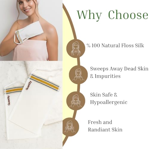 Turkish Hammam Exfoliating Glove Set ? 4 PCS Natural Silk Kese Mitt for Deep Body Scrub, Dead Skin & Tan Remover, Spa Quality Bath Exfoliation for Men & Women