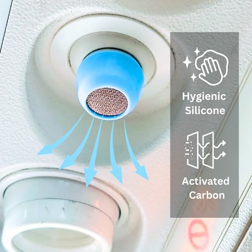 Popi Airplane Vent Cover Hygienic Silicone, Activated Carbon and Pure Copper, Slip On Design for 2 People, Fits All Airplanes