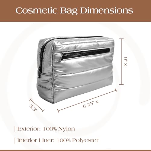 Citi Collective Premium Cosmetic Bag for Women| Makeup Travel Bag,Toiletry Bags for Women| Large Capacity Storage Waterproof Cosmetic Bag for Business, Vacation, or Weekend Traveling (Silver)