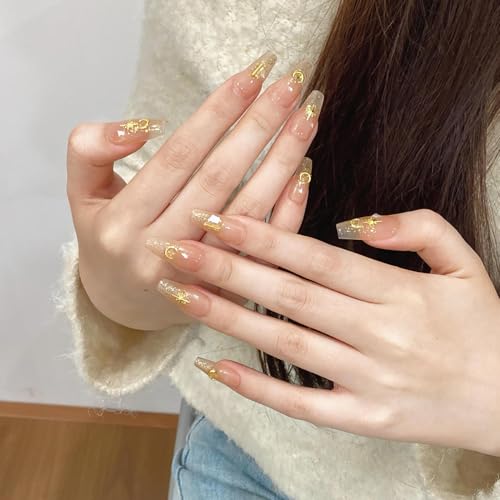 200Pcs Star Nail Charms for Nails Art 3D Gold Star Nail Charms Metallic Studs Rhinestones Stars Nail Jewelry Decorations Manicure Supplies Accessories for DIY Craft (G200)