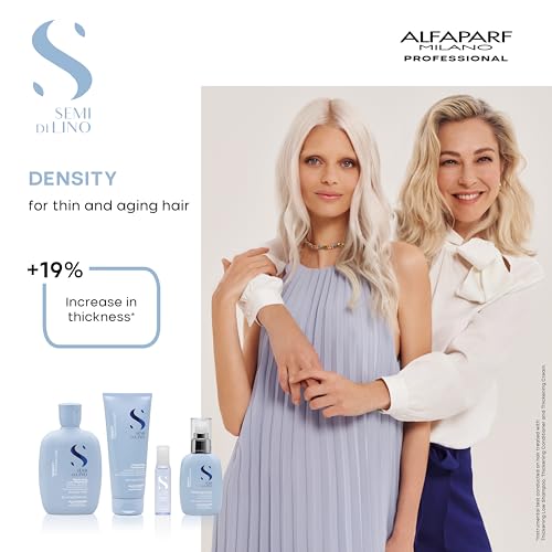 ALFAPARF MILANO Semi Di Lino Density Shampoo - Sulfate-Free Hair Thickening Shampoo - Gentle Cleansing Shampoo with Filler Complex - Protects & Hydrates for Long-Lasting Color